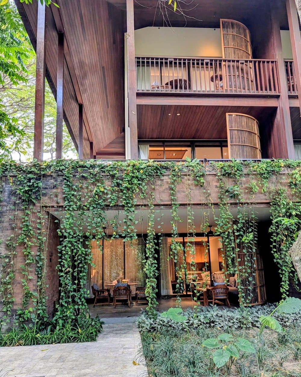 The terrace at Andaz Bali — more outdoor living room than balcony.