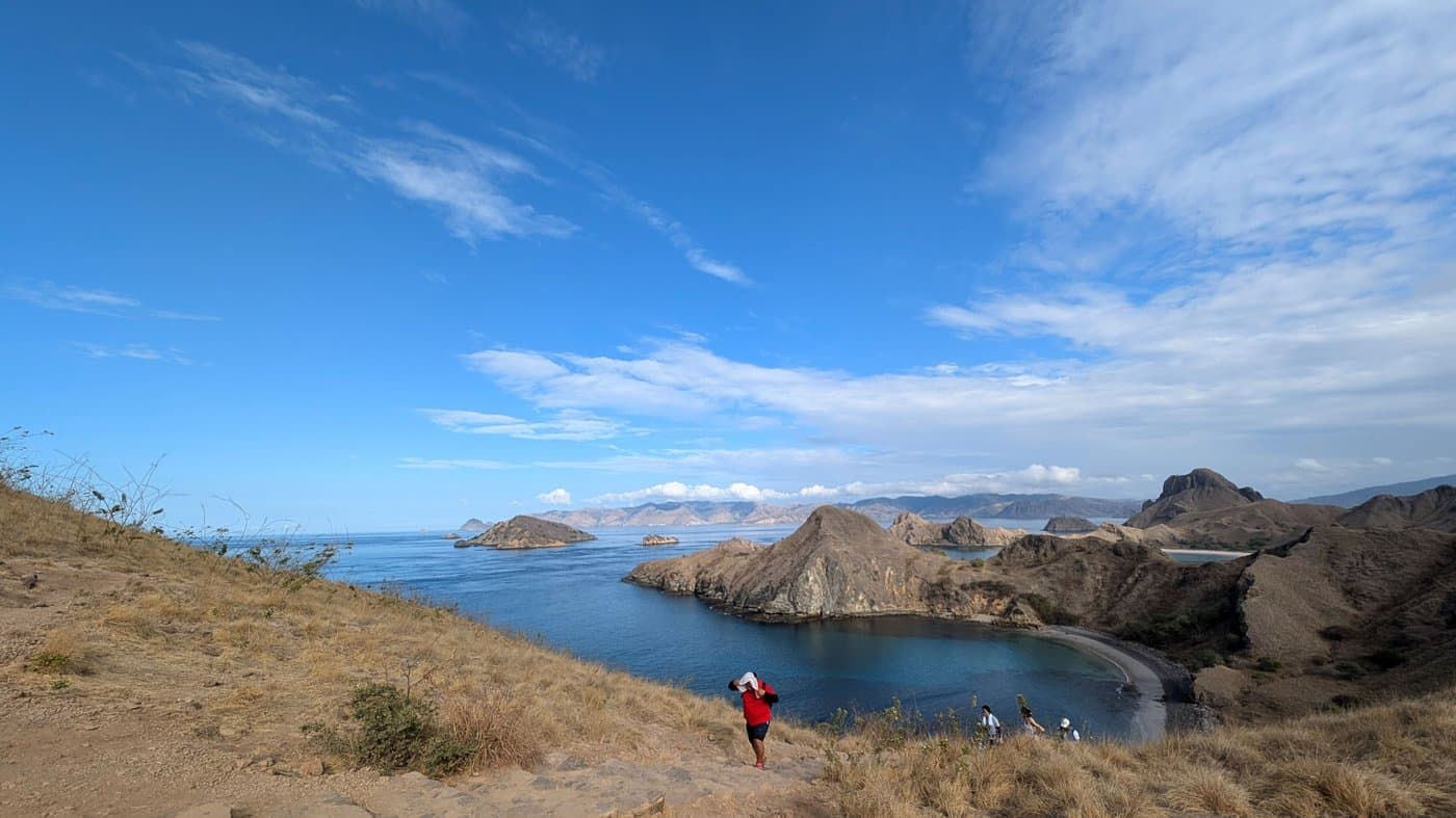 The view from the top of Padar’s main trail — worth the 800 steps, but they’re real steps.