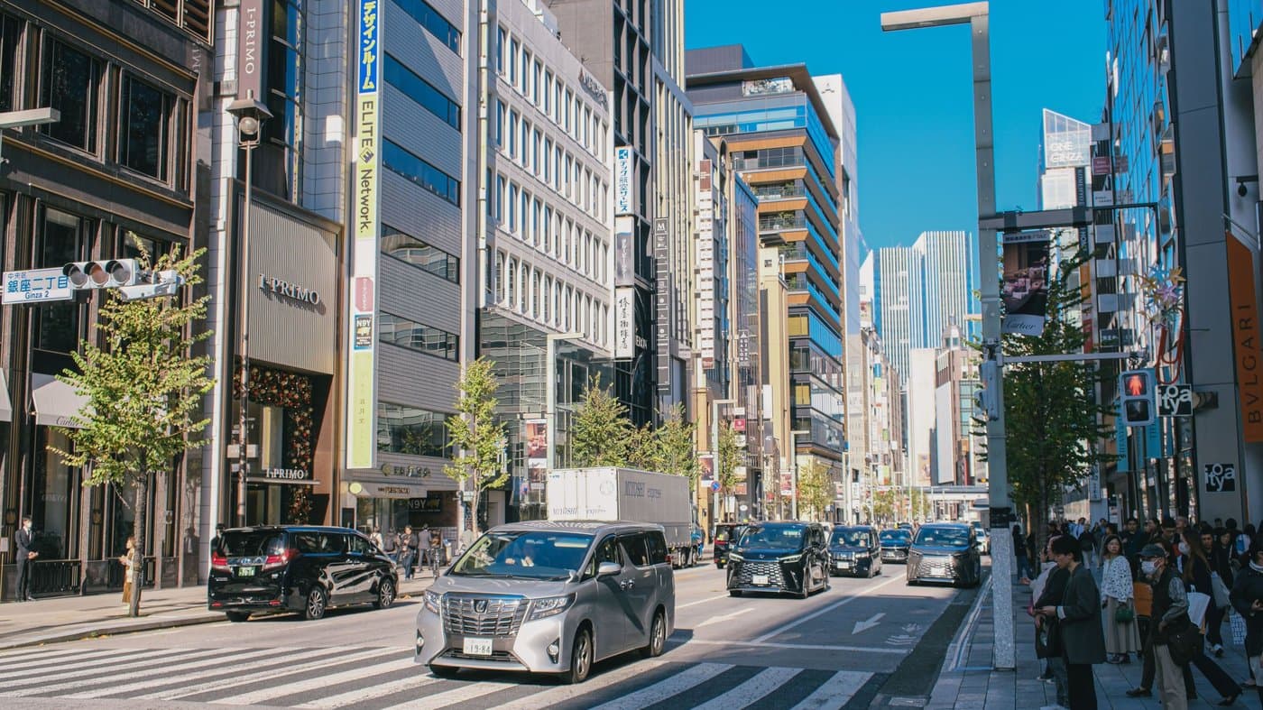 Ginza — Tokyo’s streets are orderly, but still built for traffic as much as pedestrians.